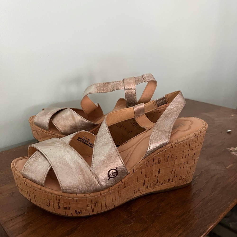 Born Crown pewter metallic leather platforms  11